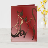 2シャム猫ちゃんカード カード (黄色い花)