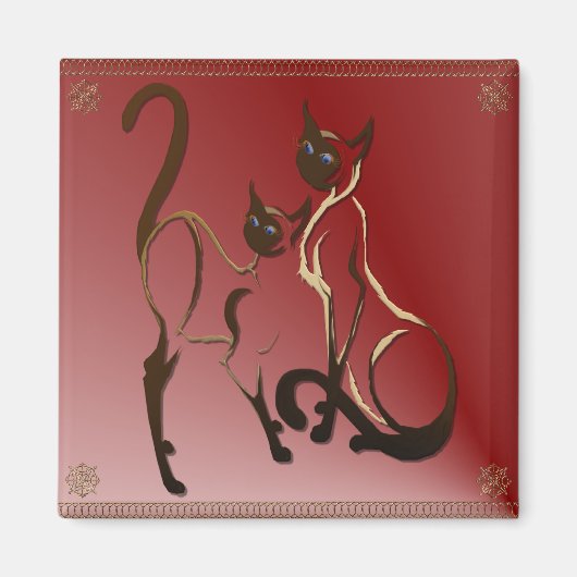 2シャム猫ちゃん磁石 マグネット (正面)