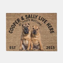 2シャールペイパーソナライズされたドッグ恋人 ドアマット