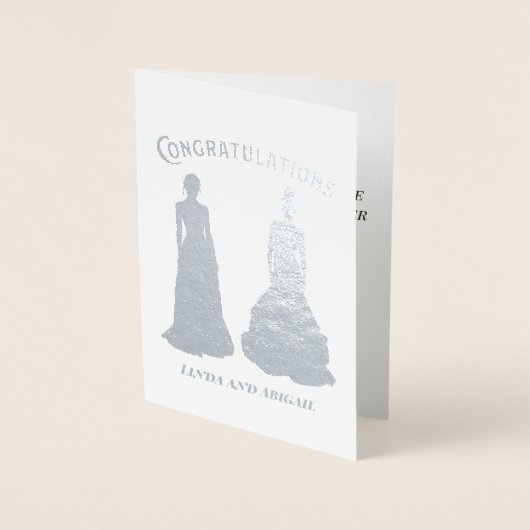 2シルエット女性婚約おめでとう 箔カード (正面)