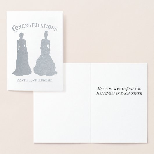 2シルエット女性婚約おめでとう 箔カード (ディスプレー)