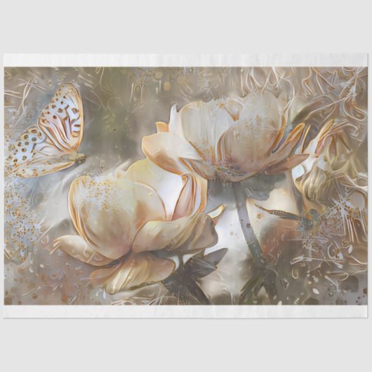 2シルク金ゴールドホワイトユニークバラアートドリーム 薄葉紙 (正面)