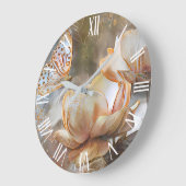 2シルク金ゴールドホワイトユニークバラズアートドリーム ラージ壁時計 (傾斜)