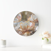 2シルク金ゴールドホワイトユニークバラズアートドリーム ラージ壁時計 (ホーム)