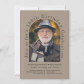 2シンプル枚の写真で100th誕生日パーティー 招待状 (正面)