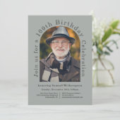 2シンプル枚の写真で100th誕生日パーティー 招待状 (スタンド正面)