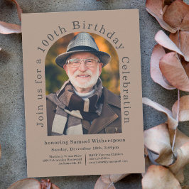 2シンプル枚の写真で100th誕生日パーティー 招待状