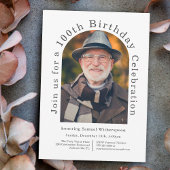2シンプル枚の写真で100th誕生日パーティー 招待状