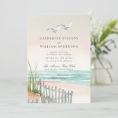 2シーグルス海ビーチフェンスアートエレガントウェディング 招待状 (スタンド正面)