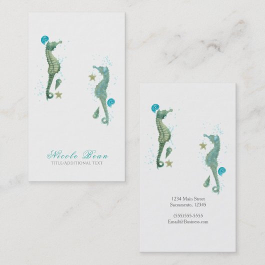 2シーホースウォーターカラービーチシエレガントック 名刺 (正面/裏面)