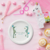 2シーホースウォーターカラービーチ結婚式婚約 ペーパープレート (パーティー)