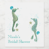 2シーホースウォーターカラービーチ結婚式婚約 ワインラベル (シングルラベル)