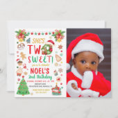 2スイートクリスマスセカンド誕生日写真 招待状 (正面)