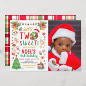 2スイートクリスマスセカンド誕生日写真 招待状 (正面/裏面)