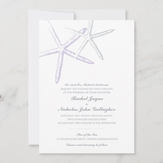 2スキニーヒトデ薄紫グレイ | ウェディング 招待状 (正面)