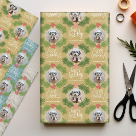 2スクエアフォトスお洒落クリスマスホリデーベリー ラッピングペーパーシート