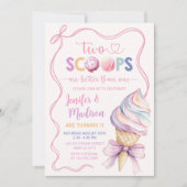 2スクオプスアイスクリームコケットツインズ誕生日 招待状 (正面)