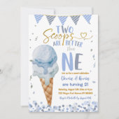 2スクオプスアイスクリームツインボーイズサマー誕生日 招待状 (正面)