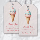 2スクープのアイスクリームツインベビーシャワーありがとう ギフトタグ