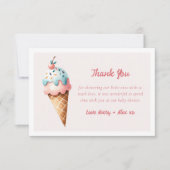 2スクープのアイスクリームツインベビーシャワー サンキューカード (正面)