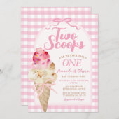 2スクープは1つの誕生日アイスクリームよりも良い 招待状 (正面/裏面)