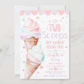 2スクープ双子アイスクリームバースデーパーティー 招待状 (正面)