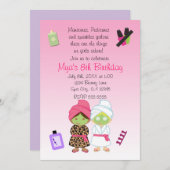 2スパ美しいガールズ美しい誕生日招待状 招待状 (正面/裏面)