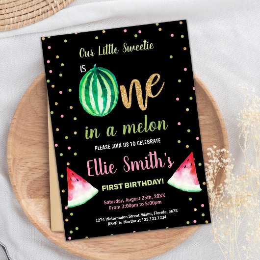 2スライスグリーンスイカ誕生日招待状 招待状