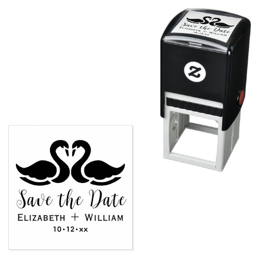 2スワンエレガントシルエットウェディング日付を保存 セルフインキングスタンプ (インサイチュ)