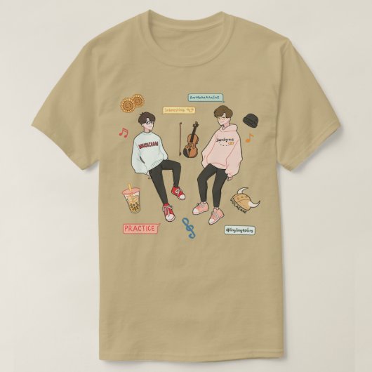 2セットのバイオリンのステッカーセット Tシャツ (デザイン正面)