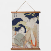 2セット:絶妙なヴィンテージ日本の芸者 吊り下げ型タペストリー (正面2)