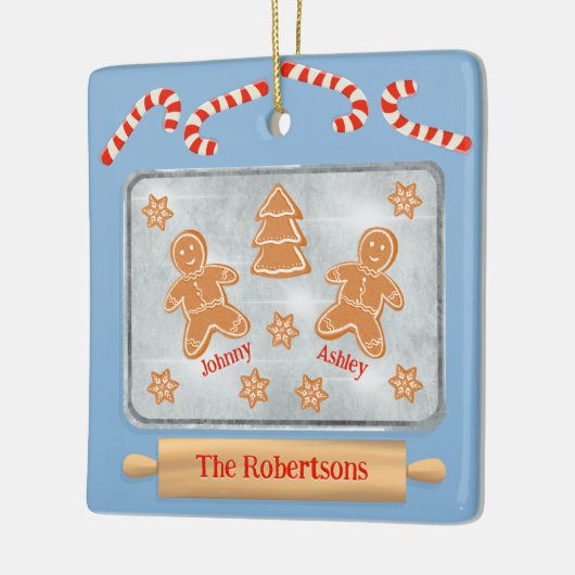 2セラミックオーナメントのジンジャーブレッドCookieファミリー セラミックオーナメント (左)