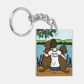 2チョコレートラブラドールおよびお母さん キーホルダー (正面左)