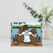 2チョコレートラブラドールとママ ポストカード (スタンド正面)