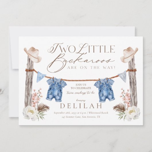 2ツイン・バッカロスが赤ちゃんシャワーを待っている 招待状 (正面)