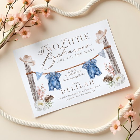 2ツイン・バッカロスが赤ちゃんシャワーを待っている 招待状