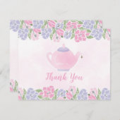 2ティーポットのベビーシャワーのサンキューカードのための茶 サンキューカード (正面/裏面)