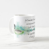 2テモテ1:12クリスチャン勇気付けられる聖なる書物、 経典 コーヒーマグカップ (正面左)