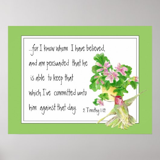 2テモテ1:12クリスチャン勇気付けられる聖なる書物、 経典 ポスター (正面)