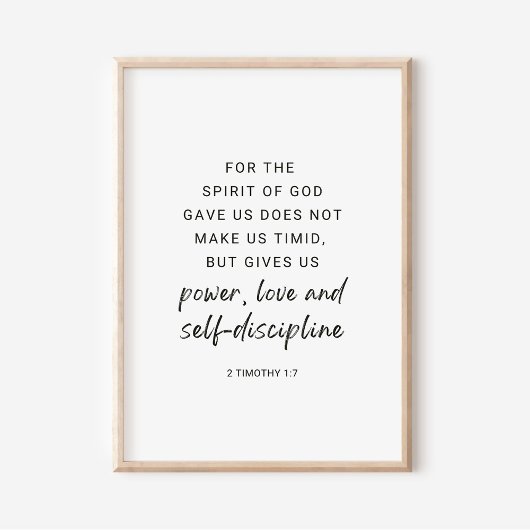 2テモテ1:7力、愛と自己規律 ポスター