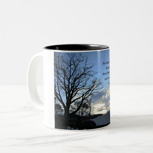 2テモテ1:7神は私たちの霊を持与えっていない ツートーンマグカップ (正面左)