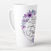 2テモテ4:7私は信仰保紫のフローラを持つ カフェラテマグ (左アングル)