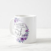 2テモテ4:7私は信仰保紫のフローラを持つ コーヒーマグカップ (正面左)