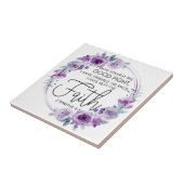 2テモテ4:7私は信仰保紫のフローラを持つ タイル (側面)