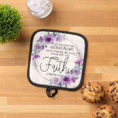 2テモテ4:7私は信仰保紫のフローラを持つ 鍋敷き (トップダウン)