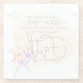 2テモテ4:7 – 私は信仰保の桃を持っている ガラスコースター (裏面)