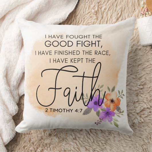 2テモテ4:7 – 私は信仰保の桃を持っている クッション (ブランケット)