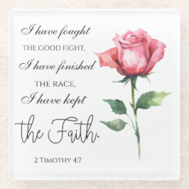 2テモテ4:7 – 私は良い戦いを戦った ガラスコースター