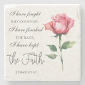 2テモテ4:7 – 私は良い戦いを戦った ストーンコースター (正面)