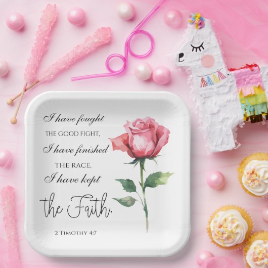 2テモテ4:7 – 私は良い戦いを戦った ペーパープレート (パーティー)